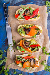 sandwich snack Breakfast sandwich mushrooms mustard arugula brie cheese