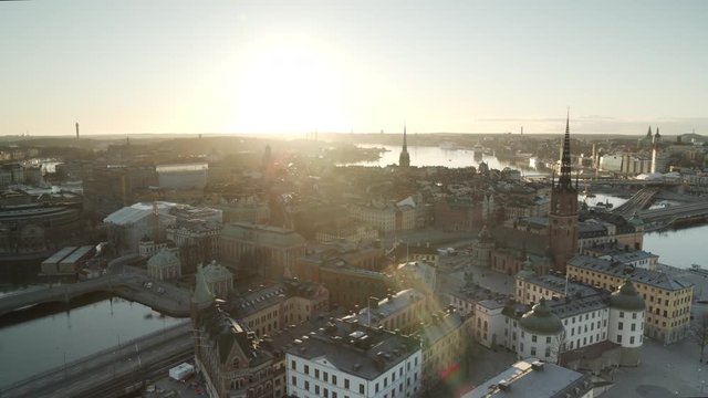 Aerial drone view over Stockholm