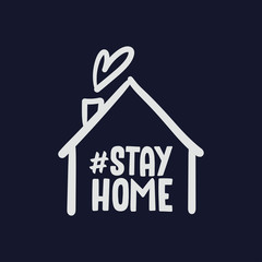 Stay home campaign symbol. Hand drawn house doodle for quarantine times. 
