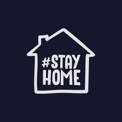 Stay home campaign symbol. Hand drawn house doodle for quarantine times. 
