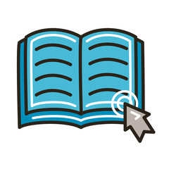 electronic book with mouse arrow education online line and fill style