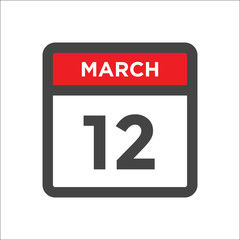 March 12 calendar icon with day of month