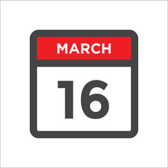 March 16 calendar icon with day of month