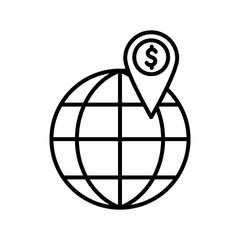 Isolated global sphere with dollar mark line style icon vector design