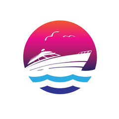 Yacht logo vector simple modern circle logo template