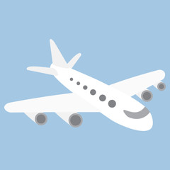 Airplane, white plane icon, vector illustration.