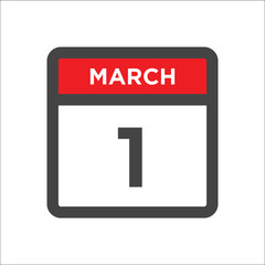 March 1 calendar icon with day of month