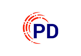 PD Logo Featuring Initials Surrounded by Circular Red Lines Creating a Sense of Momentum