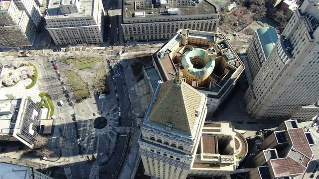 Aerial of the Courthouse in Lower Manhattan, Coronavirus 2020