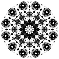 Mandala simmetryc ornament black white pattern