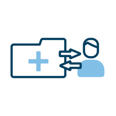 Obraz premium medical cross symbol in folder and avatar half line style