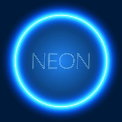 Glowing background with blue neon circle, vector illustration.