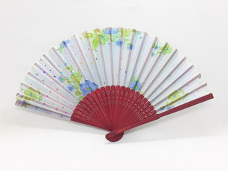 Wooden Bamboo Silk Folding Fan Chinese Japanese Vintage Retro Style Handmade Colorful Batik Pattern Hand Fan with a Fabric Sleeve and Tassels for Home Decoration Party Wedding or Dancing Gift