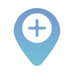 medical cross symbol in pin location silhouette gradient style