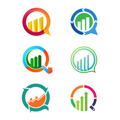 chart logo set. circle and arrow concept design. vector ready to use