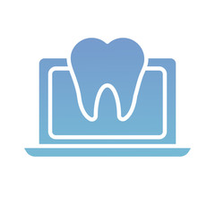 laptop with teeth health online silhouette gradient style