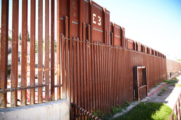 Border Wall between US and Mexico in Nogales, Arizona