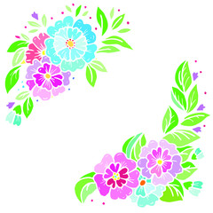 Fototapeta premium postcard template with bright primitive colors around the edges on a white background