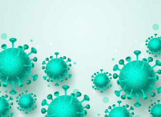 Corona virus vector background template. Covid-19 virus with space for text background of global ncov outbreak and worlds pandemic deadly novel virus. Vector illustration.  