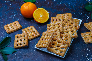 Delicious puff pastry cookies,top view