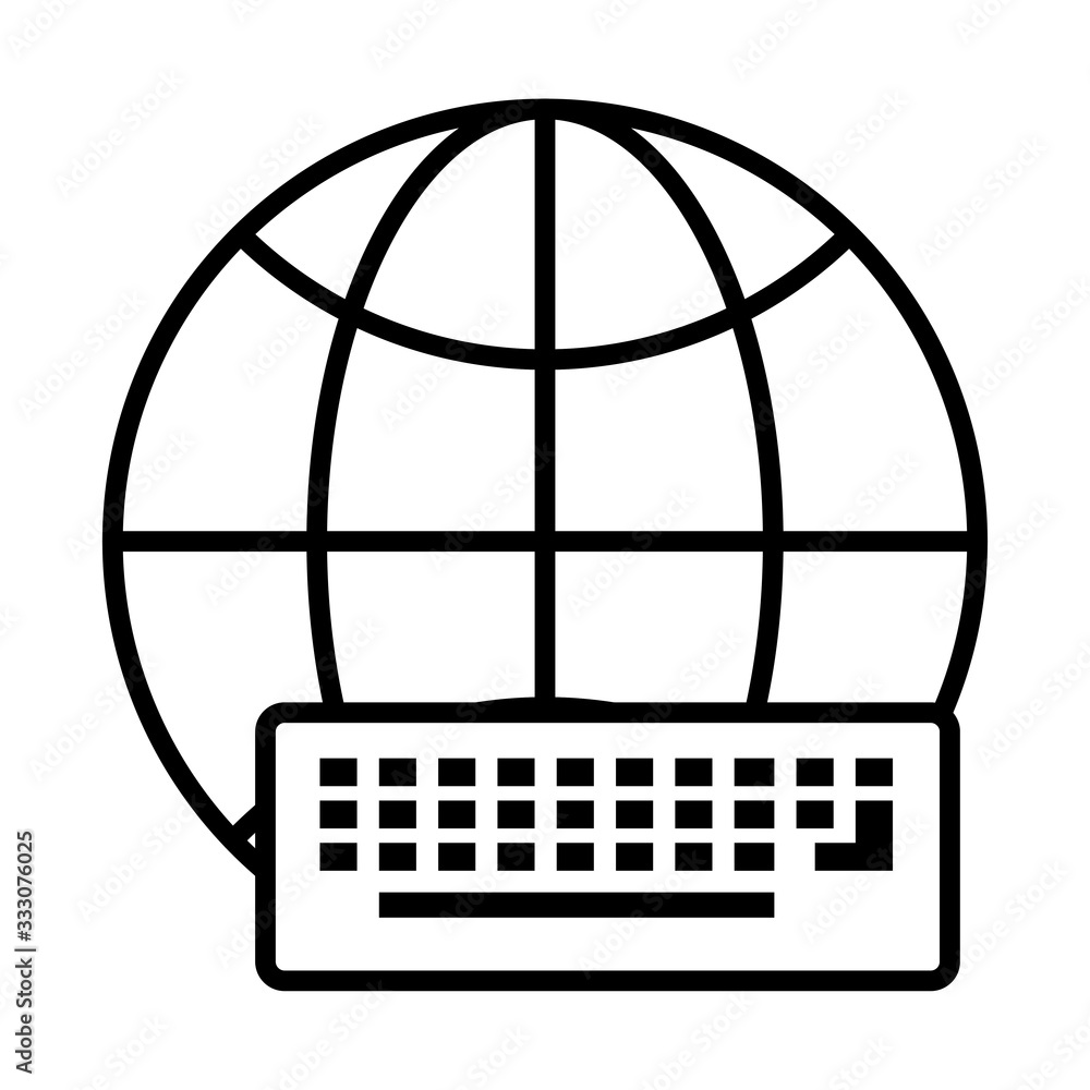 Poster sphere browser with keyboard line style icon
