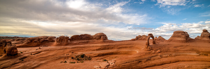Panoramic view of Arches National Park in Utah, United States. Summer in the USA. 