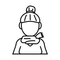 young woman with scarf line style icon