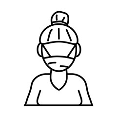 woman using face mask line style icon