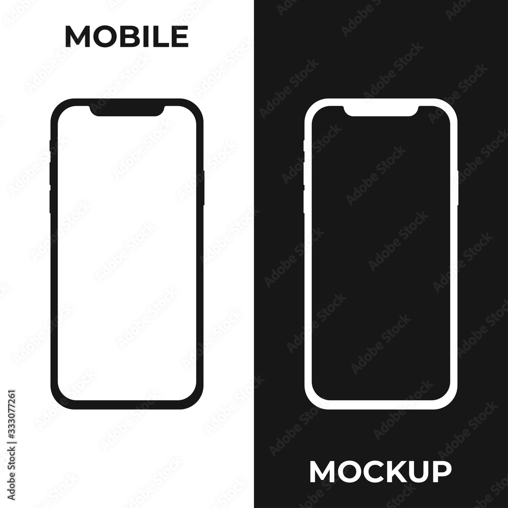 Poster smartphone mockup design with blank screen. frameless smartphone vector isolated on white and black 