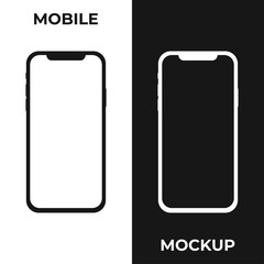 Smartphone mockup design with blank screen. Frameless smartphone vector isolated on white and black background. Modern mockup template for mobile, app and website interface, vector illustration