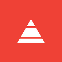 Pyramid Icon On Red Background. Red Flat Style Vector Illustration