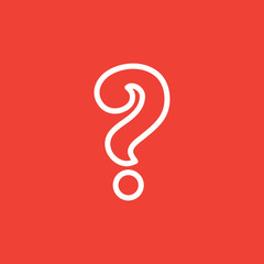 Question Line Icon On Red Background. Red Flat Style Vector Illustration