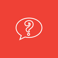 Question Line Icon On Red Background. Red Flat Style Vector Illustration
