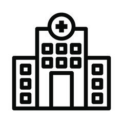 Building hospital icon , template logo design emblem isolated illustration vector , business science emergency outline solid background white