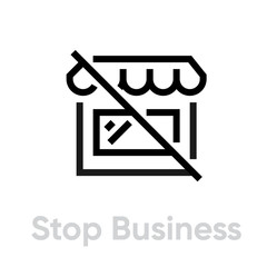 Stop Business Protection measures icon. Editable line vector.