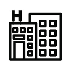 Building hospital icon , template logo design emblem isolated illustration vector , business science emergency outline solid background white