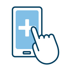 smartphone with mouse hand health online half line style