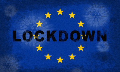 EU lockdown stopping ncov epidemic or outbreak - 3d Illustration