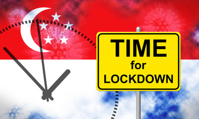 Singapore lockdown preventing ncov pandemic and outbreak - 3d Illustration