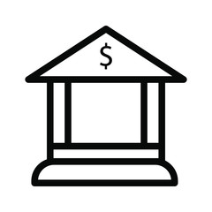 Bank icon , money business concept building emblem isolated illustration , design simple template logo , outline solid background white