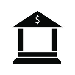 Bank icon , money business concept building emblem isolated illustration , design simple template logo , outline solid background white