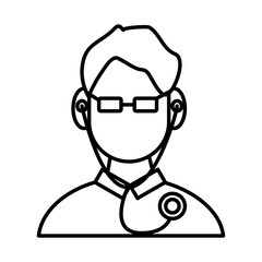 doctor with stethoscope character line style icon