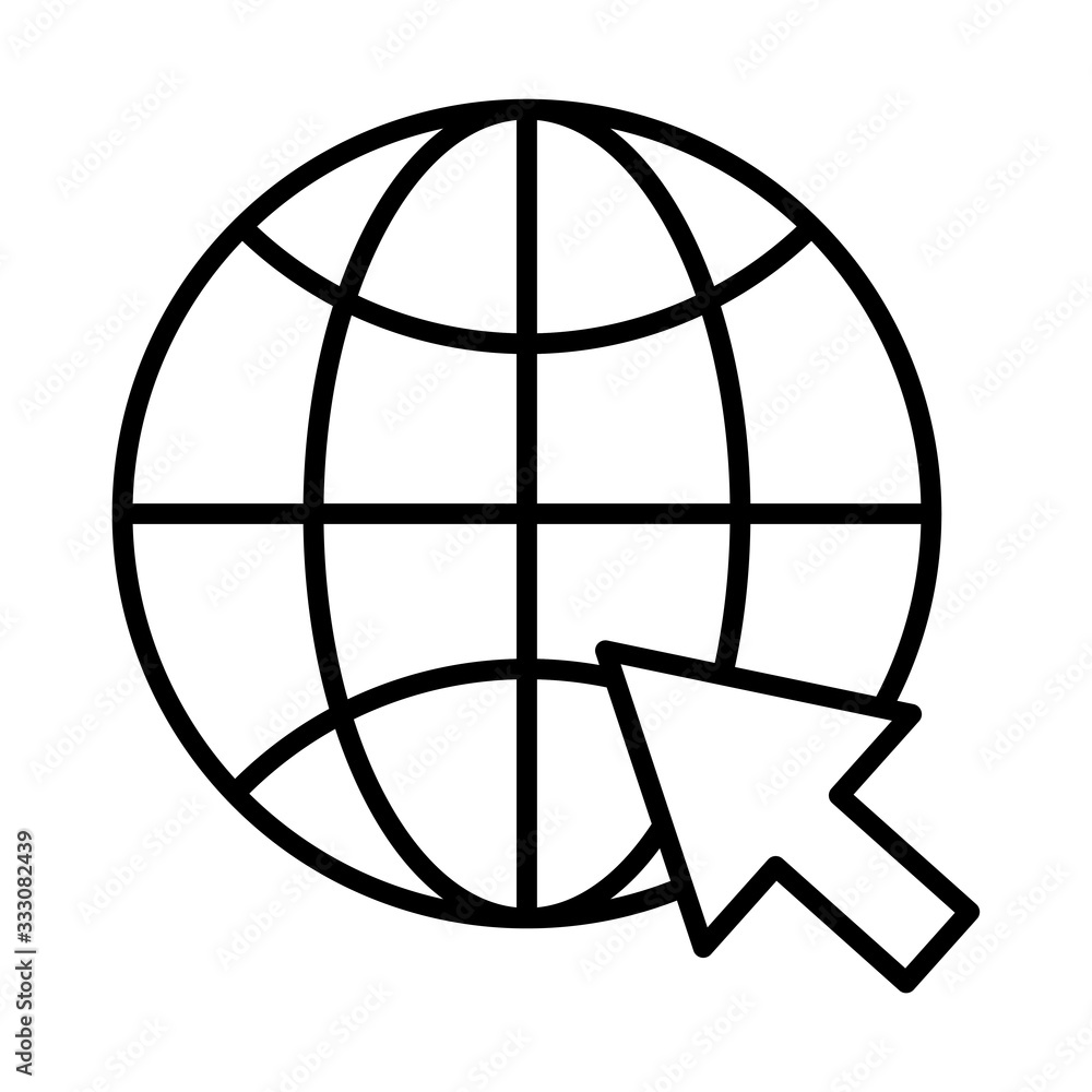 Poster sphere browser with mouse pointer line style icon