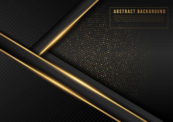 Abstract dark black with shiny gold dots pattern metal background for business template and wallpaper purpose