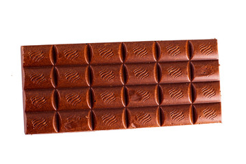 Tasty sweet popous milk black chocolate on the white background