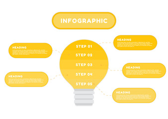 Infographic lampbulb design workflow use for business planning