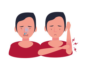 persons sick with symptoms characters