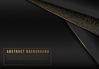 Dark black with shiny gold dots pattern metal background for business template design dan wallpaper purpose