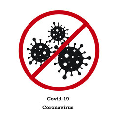 Stop Coronavirus or Covid-19 icon on white background. Stock illustration for poster.