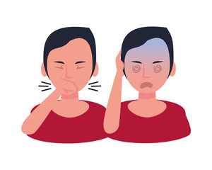 persons sick with symptoms characters